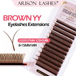 ARagressions-Extension de cils à double embouts, cils marron OJ YY, volume préfabriqué, forme YY, extension de greffage de cils, pointe fendue