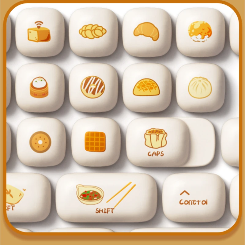 Imagem -04 - Pequeno Teclado Mecânico Bun Vapor Perfil Mog Pbt Cinco Lados Sublimação Xiao Long Bao Tema Bonito Faça Você Mesmo 144 Chaves