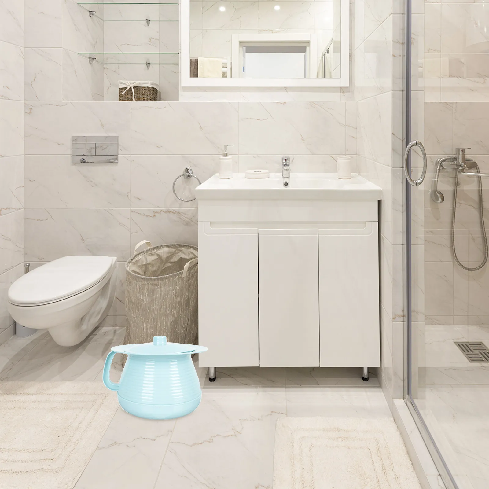 

1Pcs Thickened Plastic Spittoon Portable Home Urinal Pan with Cover Stable Non Slip Base Easy Carry and Clean Spittoon with Lid