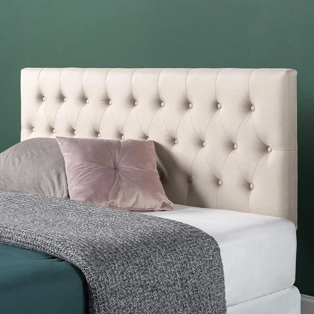 

Taupe Headboard Bedroom Button Tufted Upholstery Upholstered Headboard Easy Assembly Adjustable Height