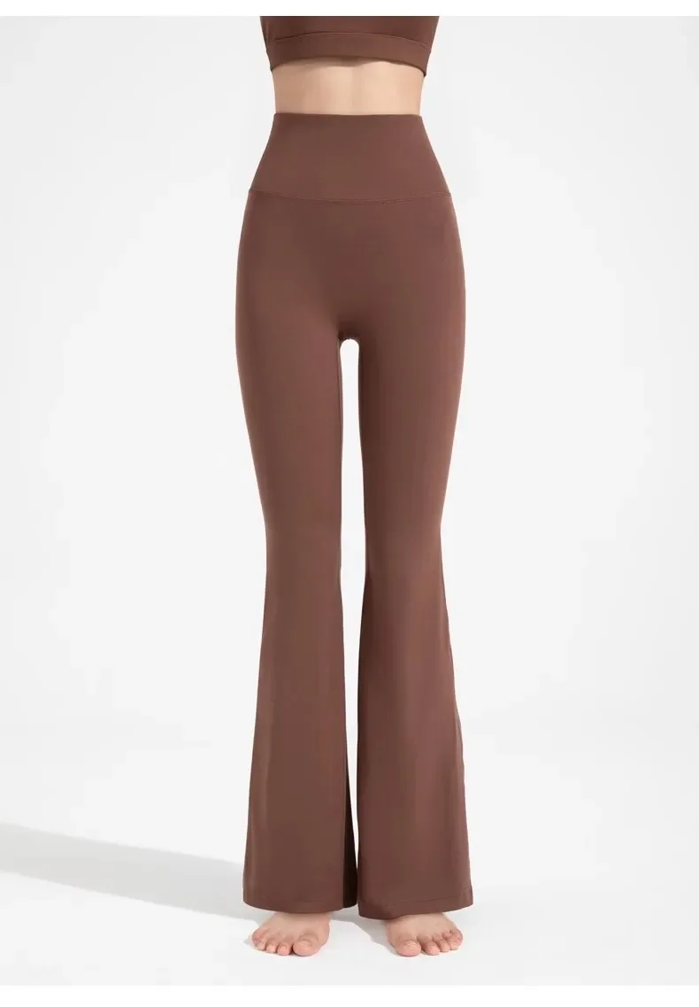 Pilates-Sporttights mit hoher Taille, ausgestellte Yoga-Hose, nahtlose Leggings, Damen-Fitness-Hosen mit Hüftlift, hautfarbene Freizeit-Sport-Yoga-Hose – Detail 6