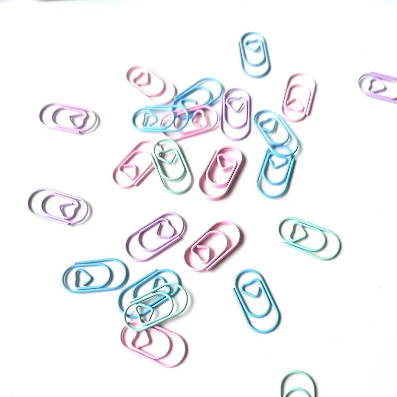 30pcs/pack Colorful Multi Shaped Heart-shaped Paper Clips, Colorful Macaron Mini Shaped Paper Clips