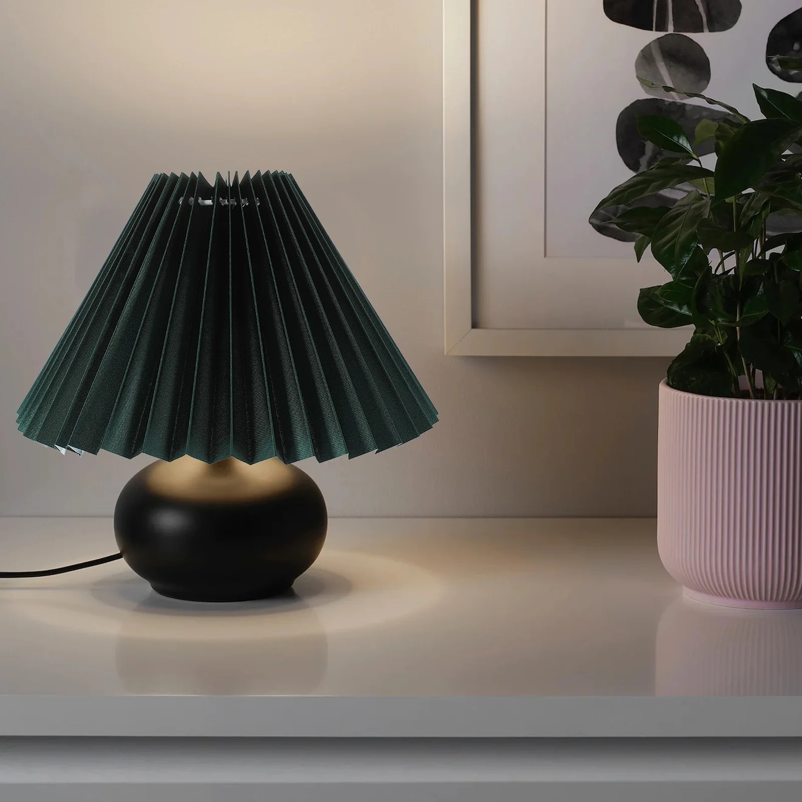

Gray Green Lampshade E27 Base Dustproof Cloth Drum Shade Modern Pleated Design For Table Lamp Indoor Light Cover Decor