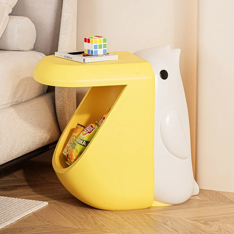 Mesa Auxiliar Creativa con Forma de Pelícano, Adorno para Sala de Estar, Almacenamiento en el Suelo, Estante para Snacks, Linda Mesa de Centro, Mueble Único y Original