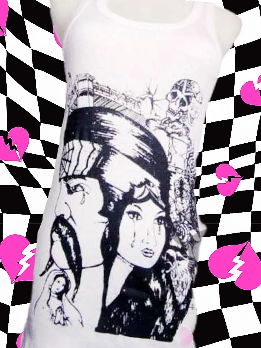 

Оригинальный жилет на западном побережье в стиле панк Ro Street Gangster Ninja в стиле ретро, женский облегающий хлопковый топ на бретелях, спортивная одежда