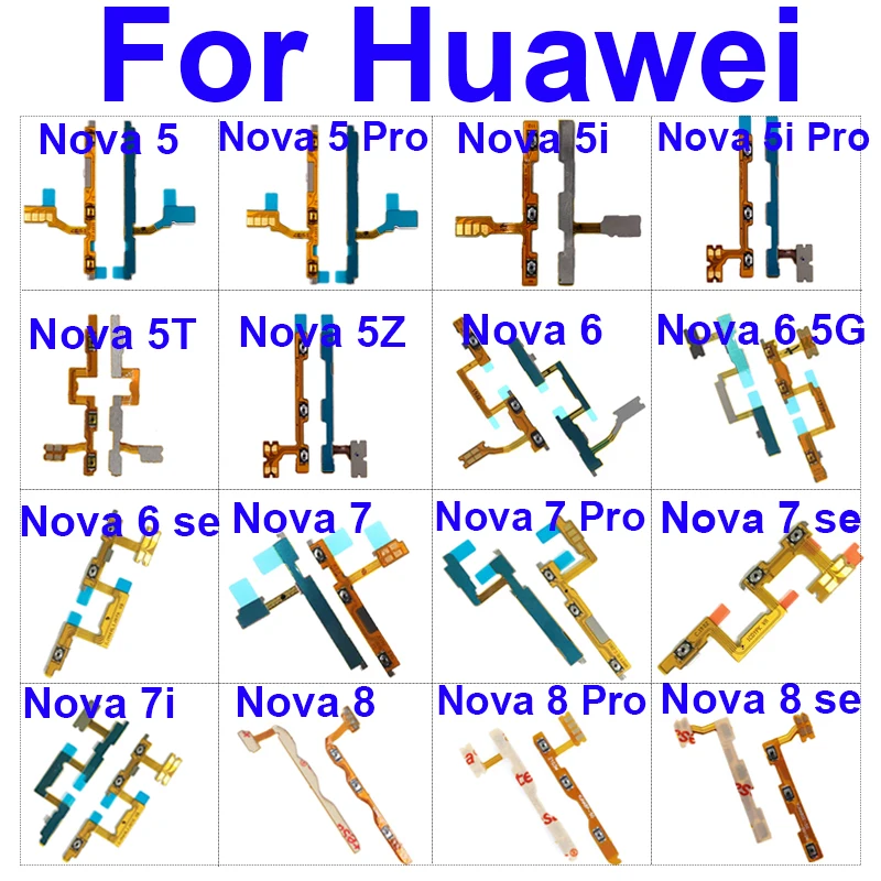 

On Off Power Volume Buttons Flex Cable For Huawei Nova 5 5i 7 8 Pro 6 7 8 Se Nova 5Z 6 4G 5G 7i Power Volume Switch Flex Ribbon