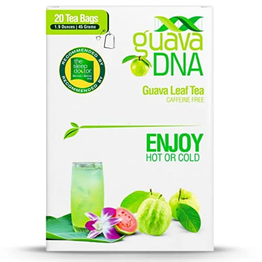 GuavaDNA Guava Leaf Tea 20 Individually Wrapped Teabags by 100% Pure Guava Leaves, Nothing Else Added 20 Teabags