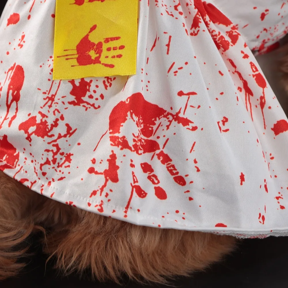 Bloody Halloween Blood Skirt Dog Warm Soft Halloween Pet Clothes Comfortable Personality Pet Cosplay Costumes Festive Atmosphere