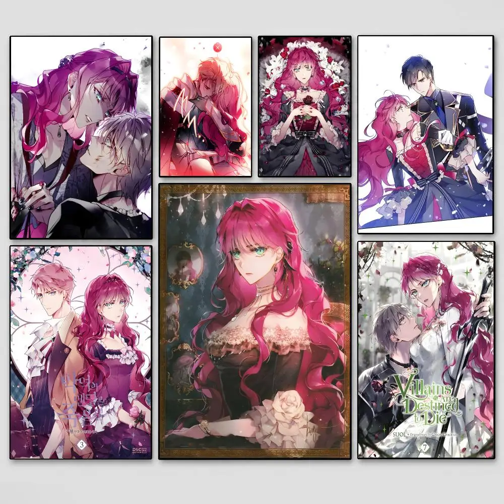 Villains Are Destined To Die Manhwa Poster Waterproof Sticky WallArt Print For Bedroom Living Room Hallway Bar Home Decor