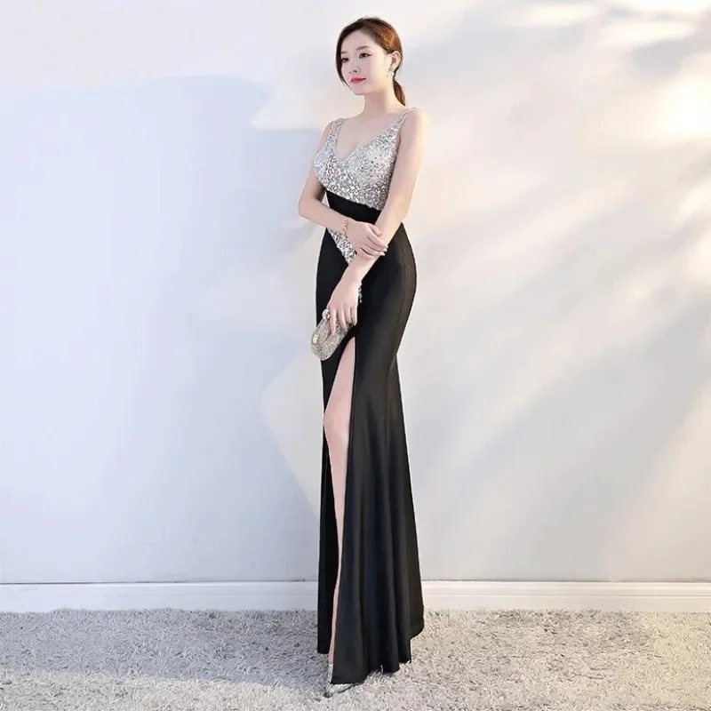 Dress Feminine Embroidery Splicing Lace Slim Fit Slit Long Fishtail Skirt Pullover V-Neck Fashion Women\'s Clothing