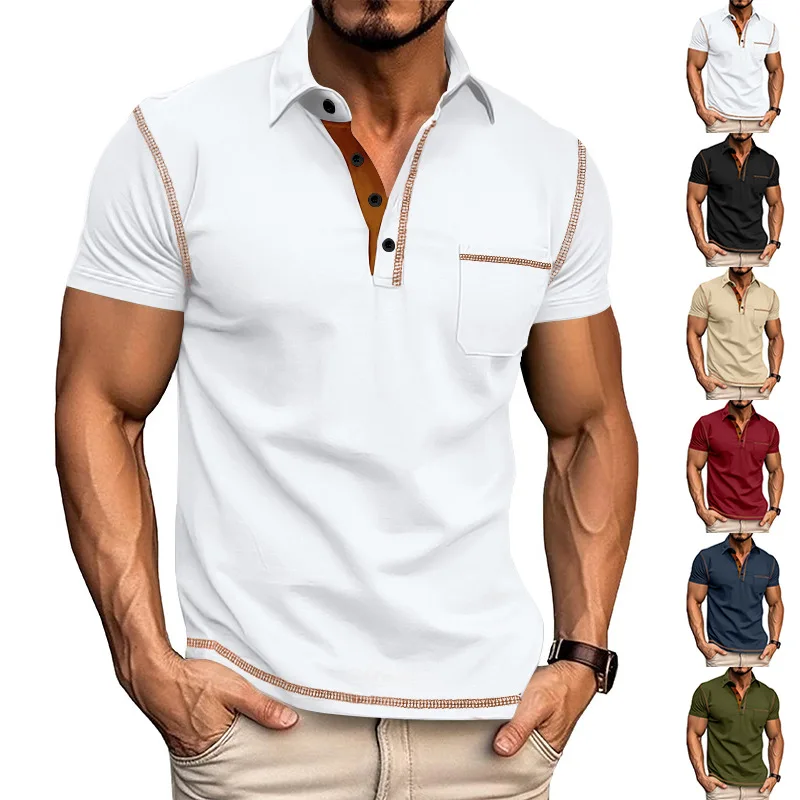 

Cross-border Amazon summer men's lapel button-down short-sleeved quick-drying large-size POLO shirt