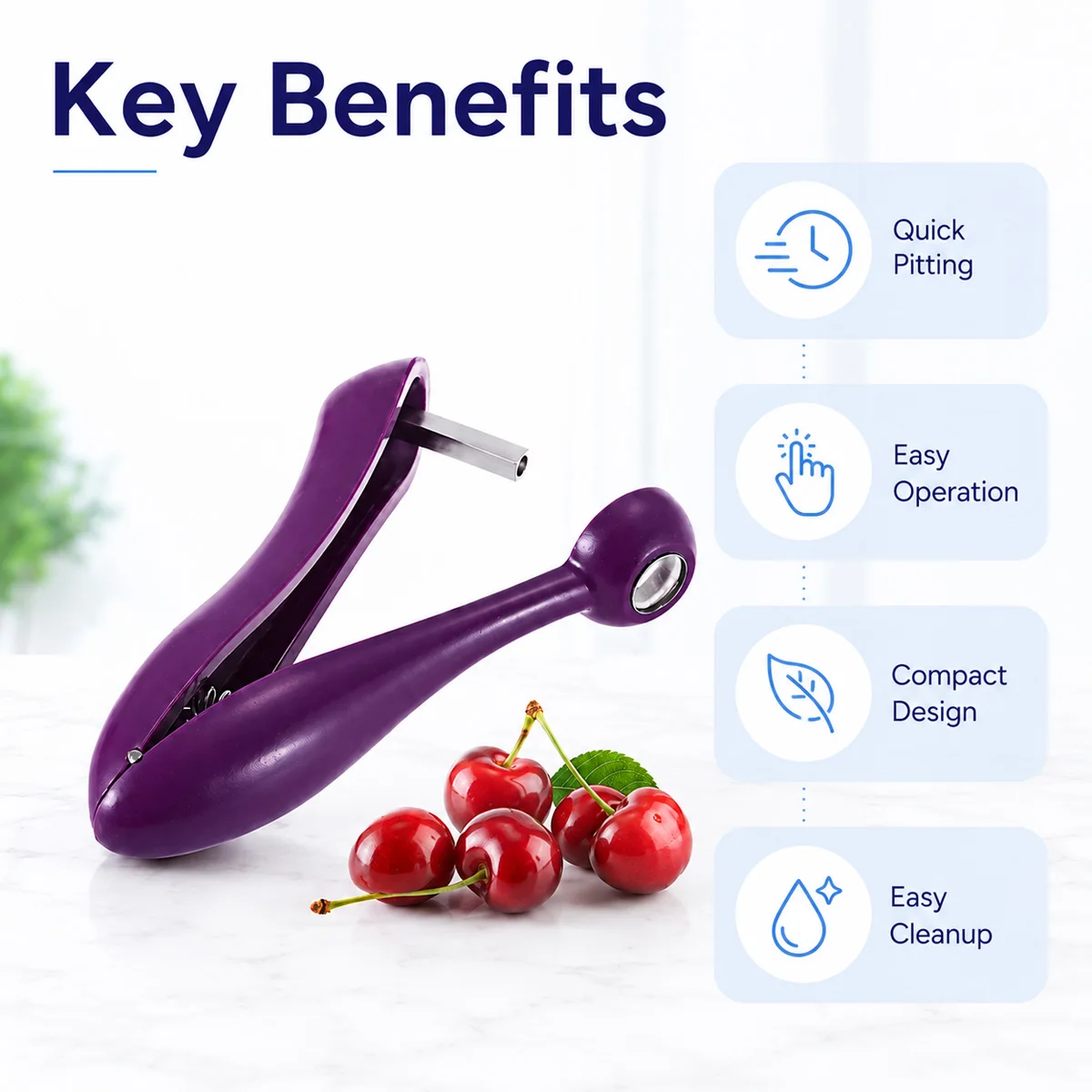 Cherry Kernel Remover Handheld Cherry Pitter Tool and Olive Pitter Easy Press Fruit Corer Seed Stoner for Home Kitchen Baking