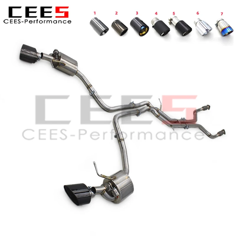 

cees Car Exhaust System for Audi A7 3.0T 2012-2023 SS304 Stainless Steel Muffler Vacuum Valve Catback Motorsport