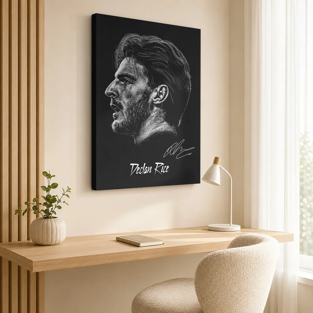 Declan Rice Canvas Poster Personalized Photo Sports Portrait Wall Art for Game Room Man Cave Decor Ready to Hang Gift for Fans
