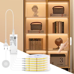 COB LED Strip 220v/110V Kitchen LED Under Cabinet Light Wood Penetrable Touch Switch Motion sensing sensor DIY Shelf Pantry