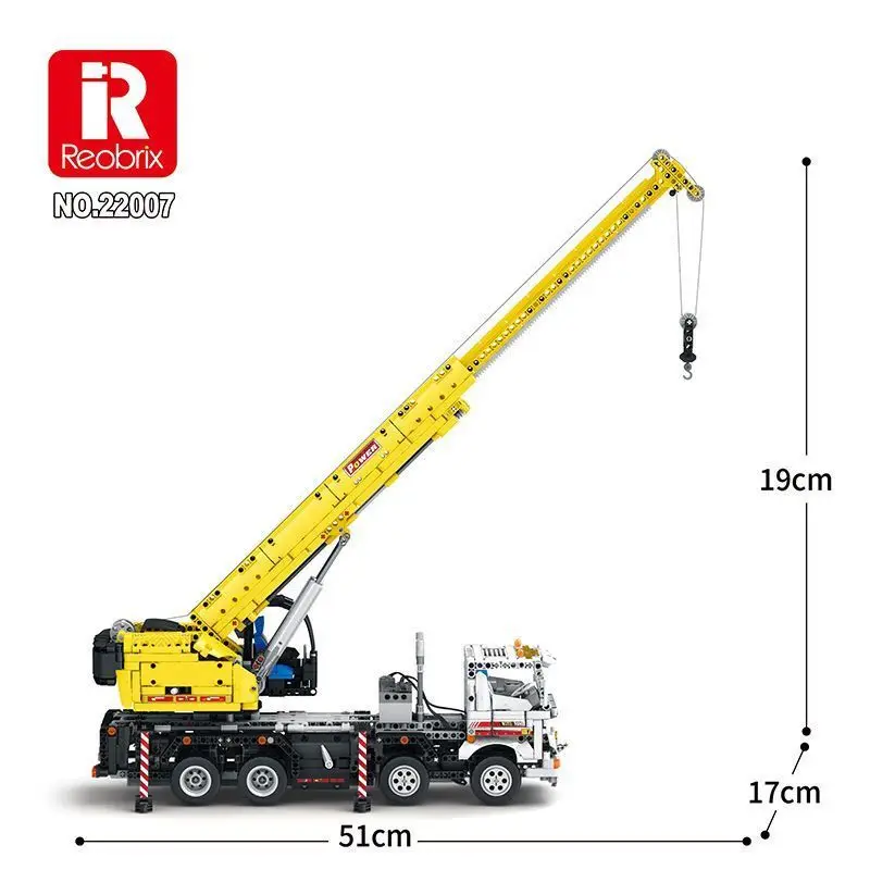 

Reobrix 22007, инженерный автомобиль с дистанционным управлением, строительные блоки, мобильный кран, модель DIY, сборная игрушка, подарок для мальчика