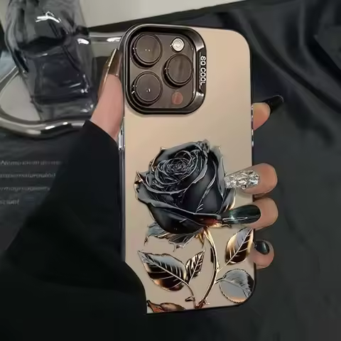 Black Gold Rose Silver IMD Phone Case For Samsung Galaxy S25 Ultra S24 S23 S22 S21 S20 FE S21 Plus S24 FE A55 A54 A35 A15 Cover