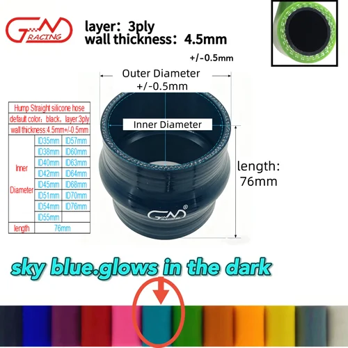 ID35-76mm negro, longitud 76mm manguera de tubo de silicona conector recto intercooler de coche acoplador de tubo de entrada Turbo Universal