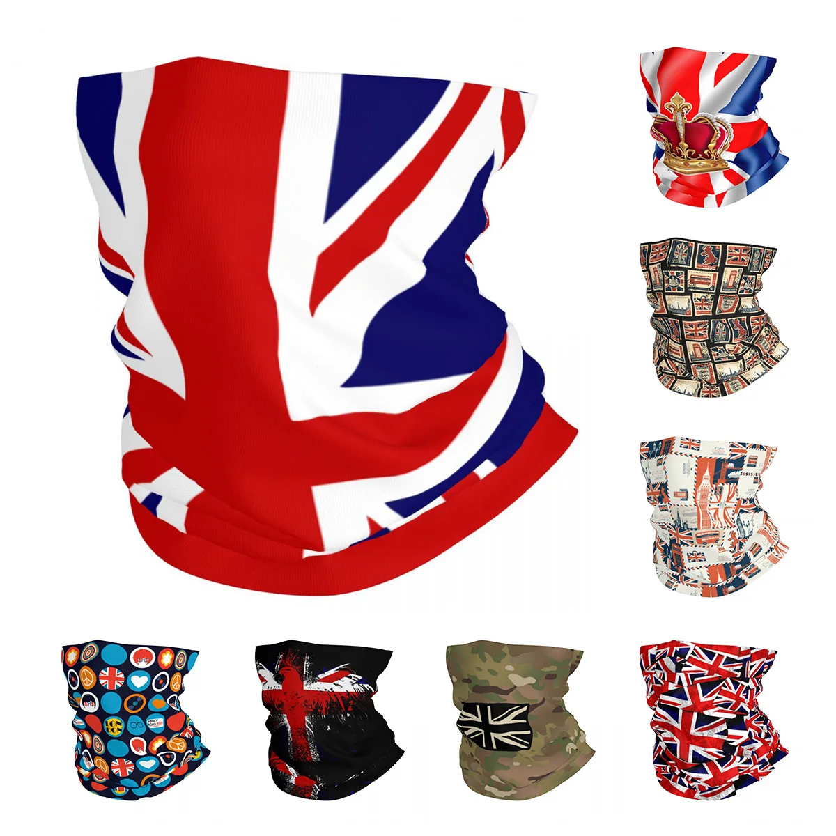 British Flag Union Jack Bandana Neck Gaiter Print UK United Kingdom Wrap Scarf Multi-use Cycling Riding Unisex Adult