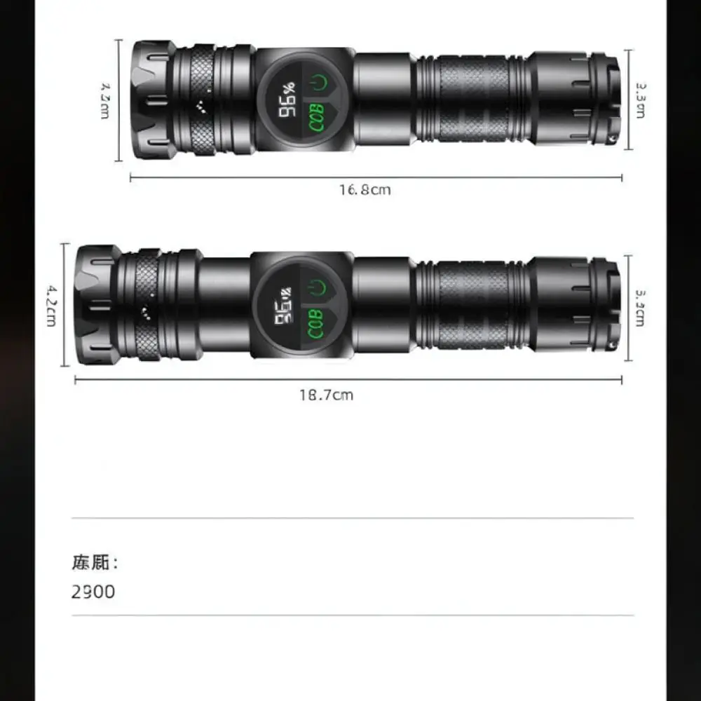 Multi Functional LED Flashlight Rechargeable Searchlight With Side Light Intelligent Screen For Outdoor Survival Repair