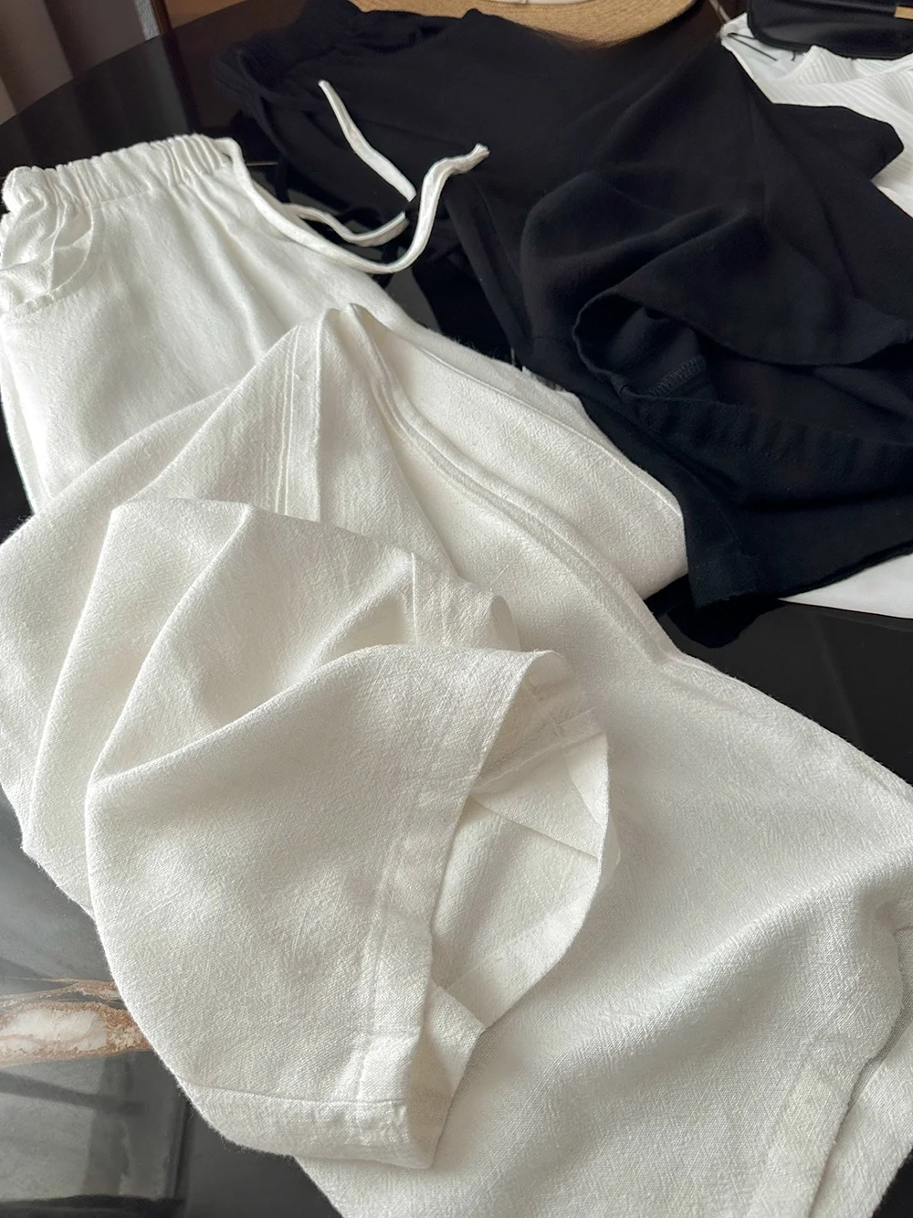 

Мужские летние повседневные брюки свободного кроя из льна и хлопка с высокой талией, прямые, широкие, удобные, в рабочем стиле