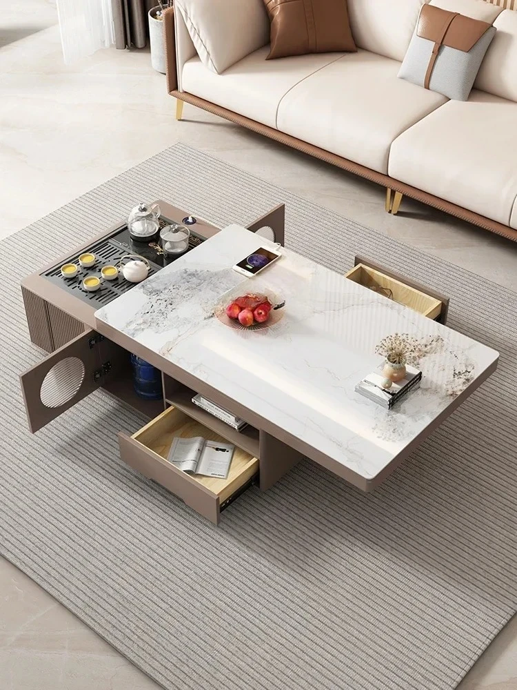 LJYRock slab living room coffee table tea table tea making integrated sofa lifting multi-functional household small apartment