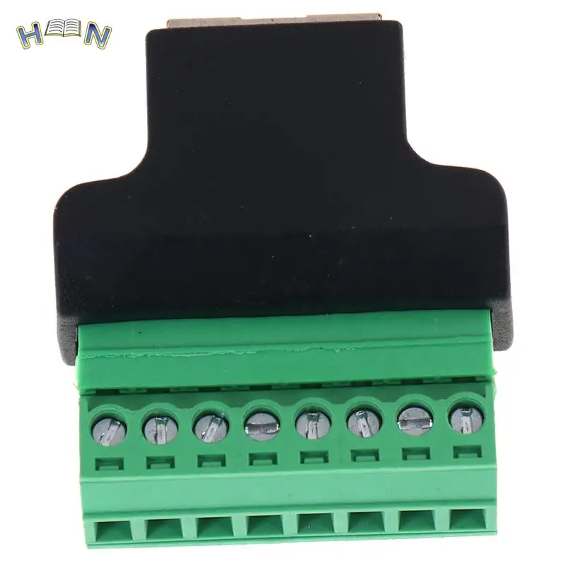 1 piezas Ethernet RJ45 hembra a tornillo Terminal 8 Pin CCTV Digital DVR adaptador conector