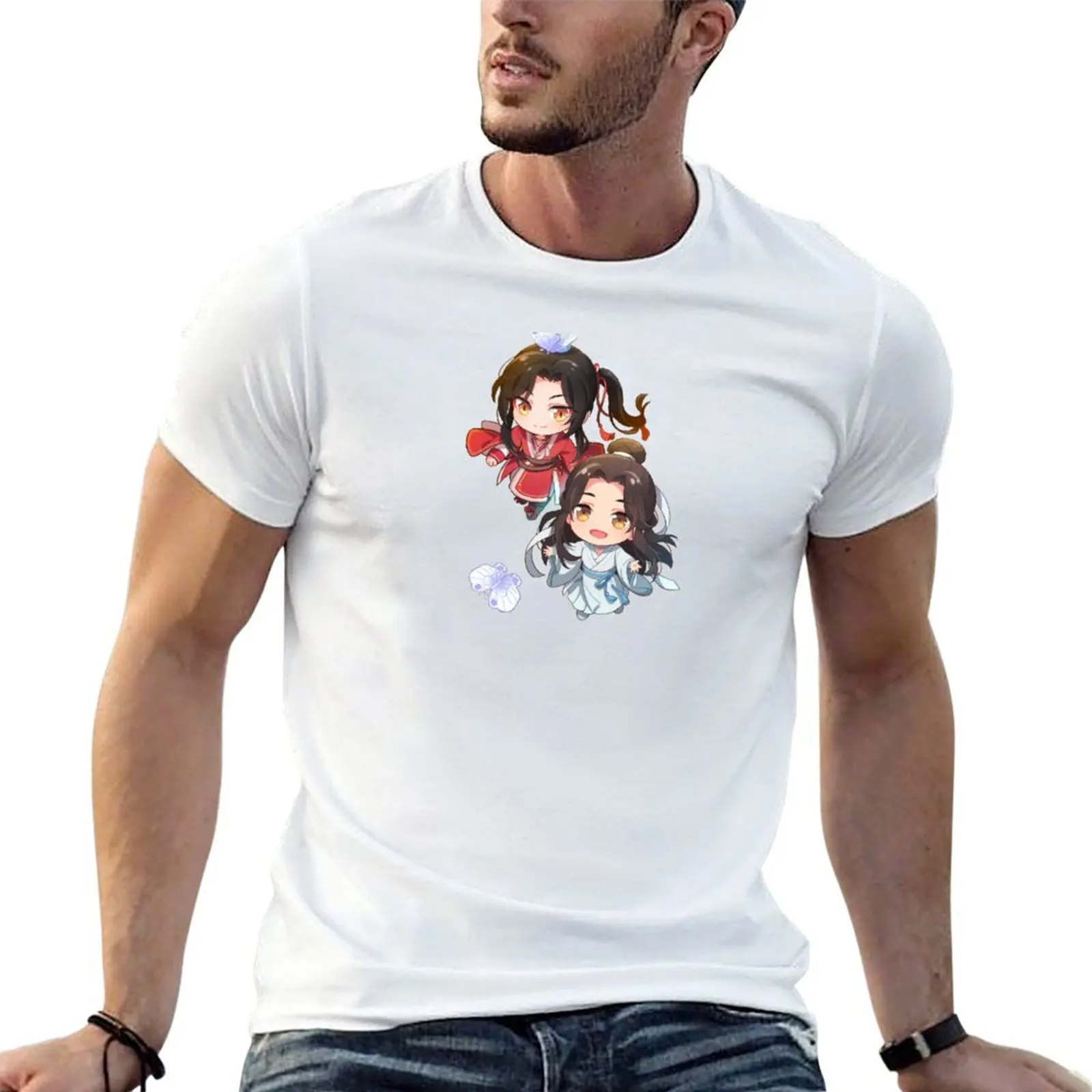

xie lian and hua cheng heaven officials blessing chibi T-Shirt anime tshirt cotton tshirt 100% T-Shirt