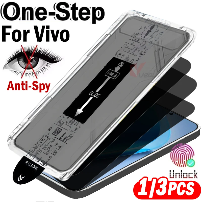 

1-3pcs Privacy Unlock Screen Protector for Vivo iQOO Neo11 10 Pro+ Anti Spy Tempered Glass Easy Installation Dust Free Cover