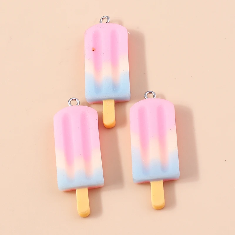 Leslie 10 Stück Harz-Charms in Farbverlauf-Optik, Eiscreme-Popsicle-Design, für Ohrringe, Halsketten, Anhänger, DIY-Schmuckherstellung, Zubehör – Detail 12