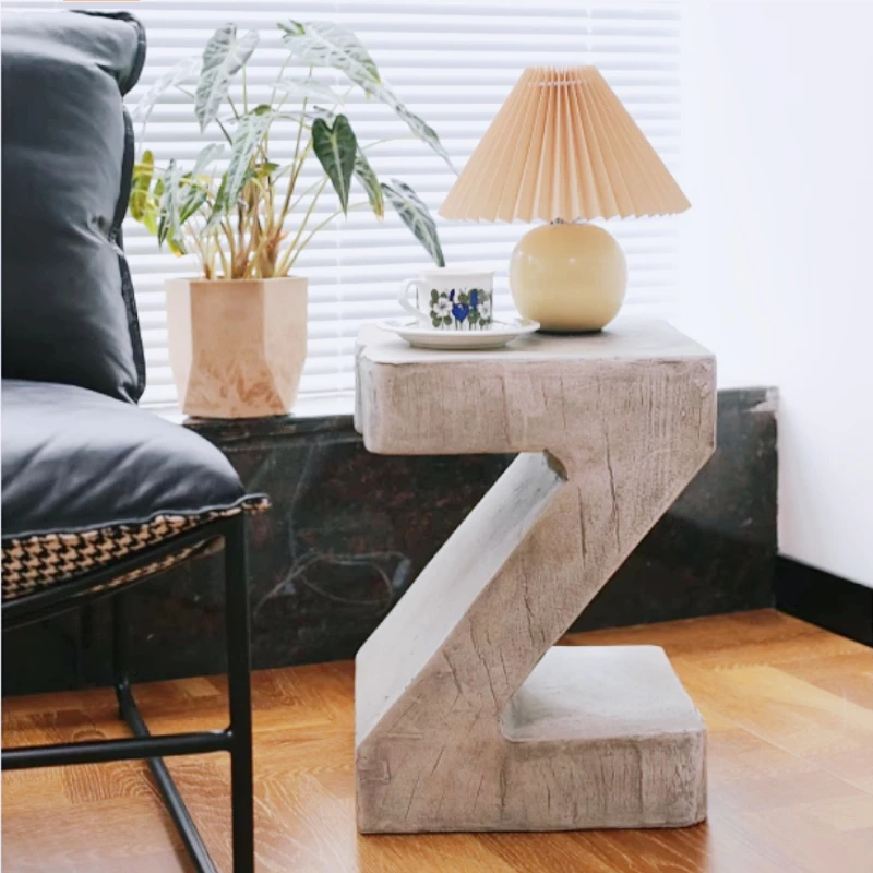 Z-shaped Minimalist Vintage Edge Table,Design Living Room Coffee Table,Nordic Retro Side Table,Living Room Wood Tables