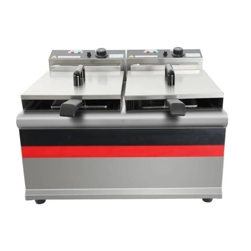 

Electric Deep Fryer Commercial Double Cylinder Frying Machine Desktop Fryer Brake Ehermostat Fryer