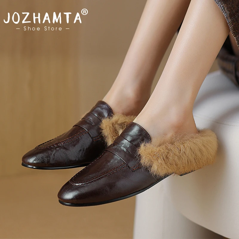 Real Leather Women's Snow Boots - Warm Plush Fur, Sizes 34-40