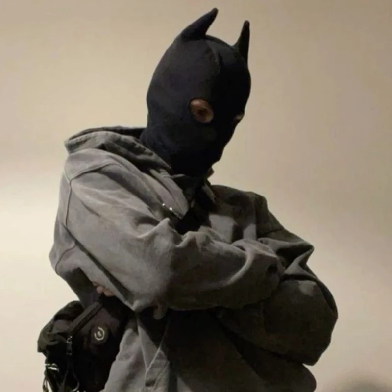 Maschera di cartone animato nero con personalità in stile divertente High Street per cappello mascherato cosplay di Halloween