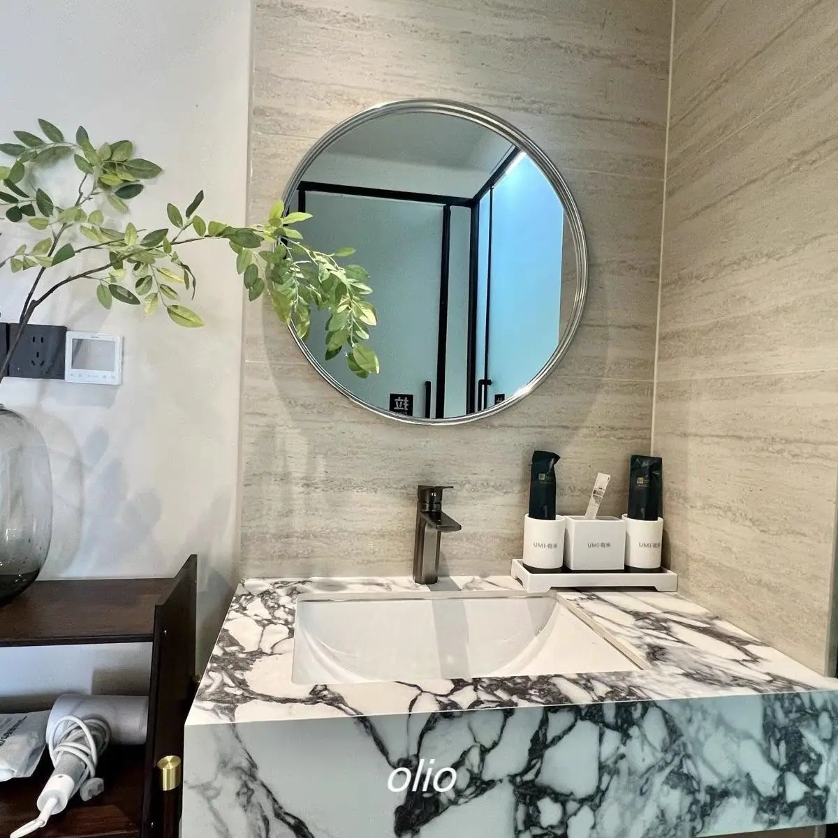 

CL makeup mirror bathroom stainless steel bathroom vanity mirror B&B decoration wall hanging round