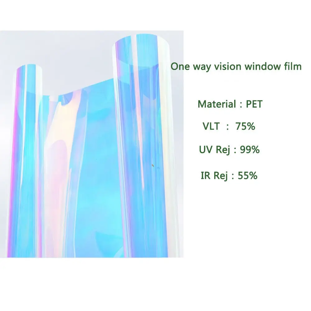 2/3/5 Meter Iridescent Window Film PVC Transparent Rainbow Color Glass Vinyl Holographic Glossy Colorful Window Tint for Home