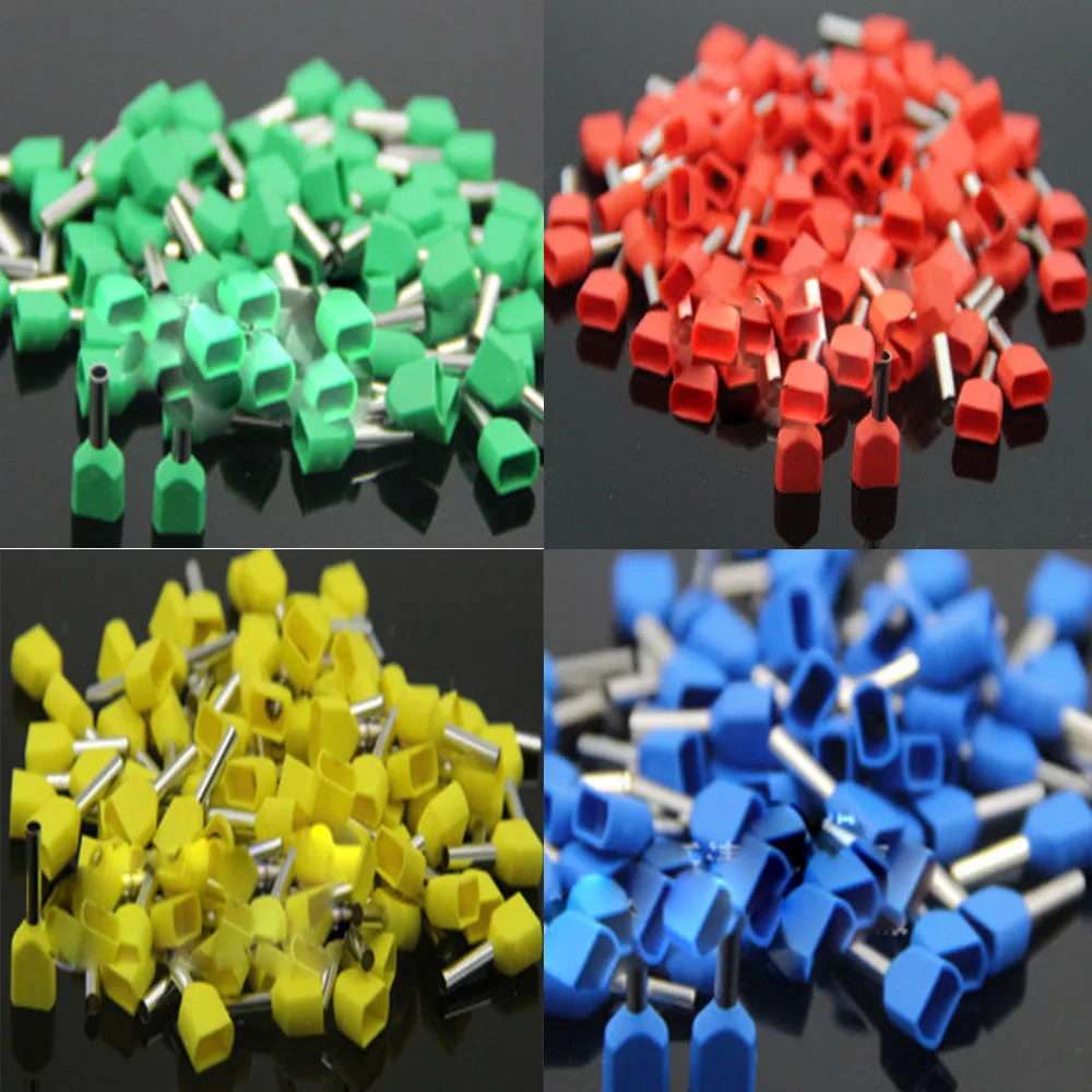 Wire terminal TE0508 insulated twin cord end terminals suit Cable Wire Connector Crewel tube preinsulating terminals 100PCS/Pack