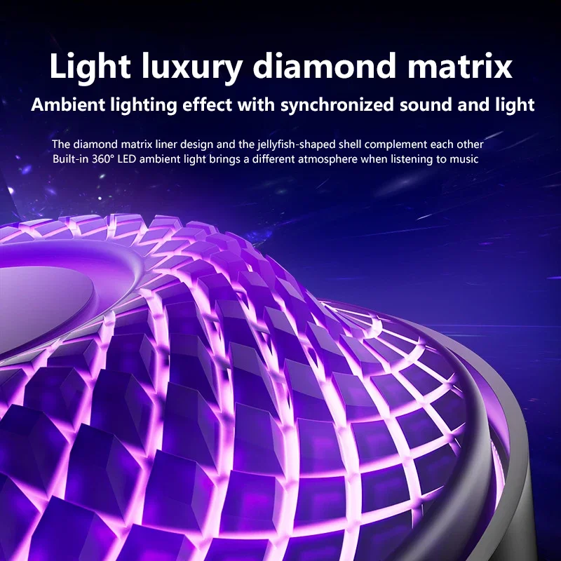 Bezprzewodowy głośnik Bluetooth Głośnik z dźwiękiem przestrzennym 6D Ładowanie przez USB Długotrwały głośnik F7 w pełni przezroczysty z paskiem świetlnym LED