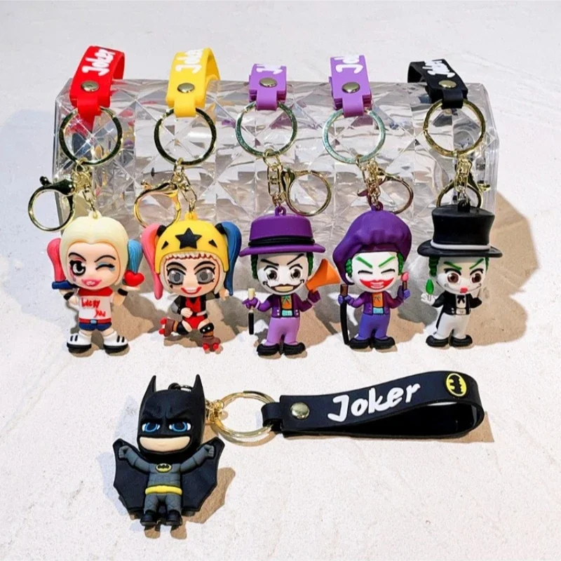 2024 New Joker Keychain Superhero Batman Harley Quinn Doll Car Keychain Pendant Women’s Bag Pendant Children’s Birthday Gift