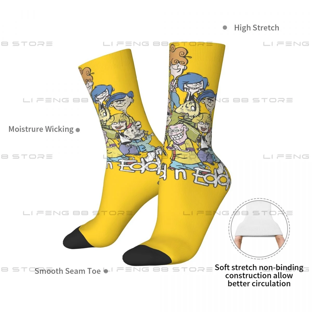 Ed Edd n Eddy The Mis-Edventures Men Women Socks Group Shot Logo Outdoor Novelty Spring Summer Autumn Winter Stockings Gift