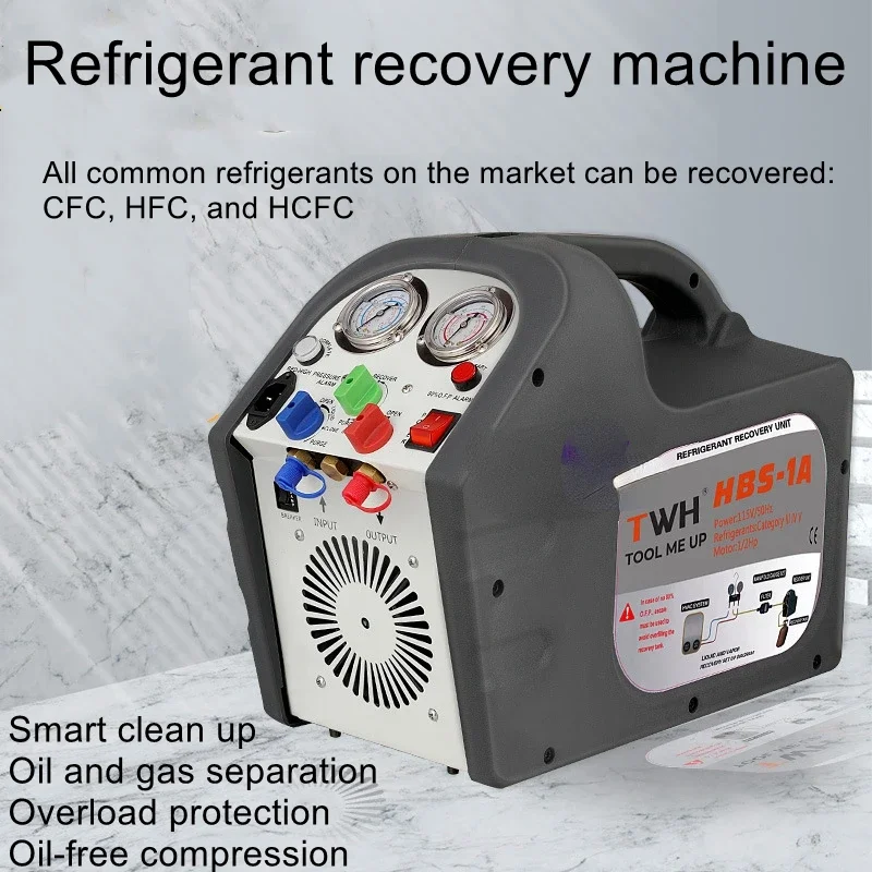 

Portable refrigerant recovery machine comes with high and low pressure gauge air conditioning refrigerant recovery machine