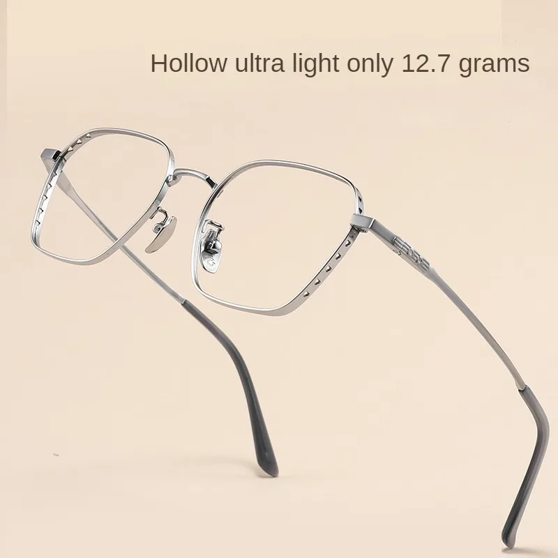 New 2024 Glasses L9226J Ultra Light Pure Titanium Silver Polygonal Thick Edged Hollowed Out Glasses Frame Retro Artistic Glasses