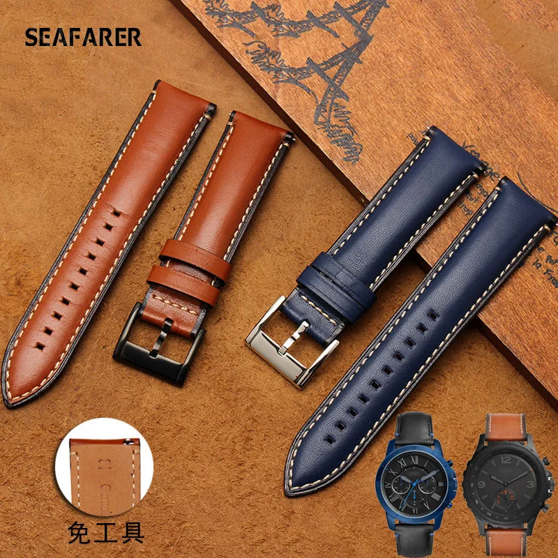 New Genuine leather strap 20mm 22mm 24mm watchband for fossil FTW1114/FS5151 watch leather bracelet with  Quick Release