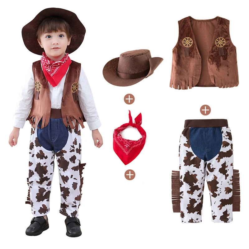 Fantasia Purim Halloween Costumes for Baby Toddler Kids Child Boys Cow Boy Cowboy Costume Party Fancy Dress Baby Boys Cowboy Cos