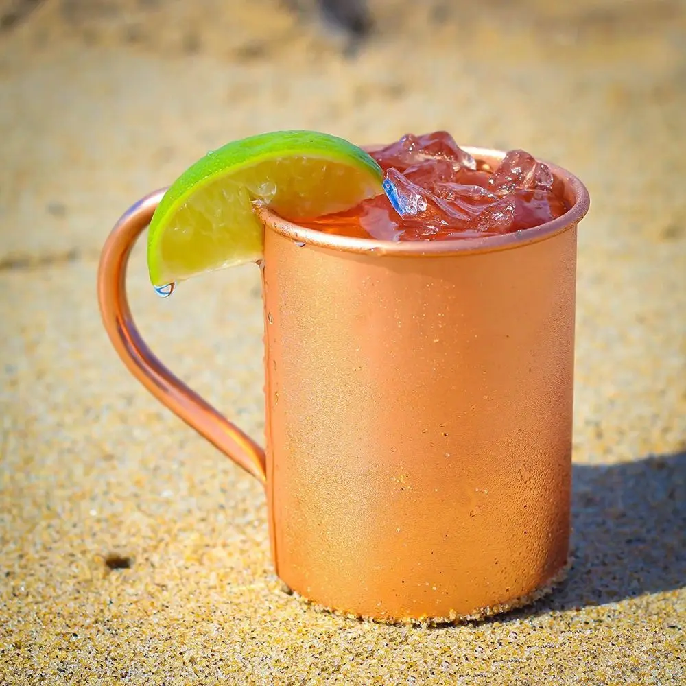 16OZ Pure Copper Cup Straight Handcrafted Moscow Mule Mugs Brushed Appearance Smooth Finish Mug Cup Mules Cocktails Coffee Beer