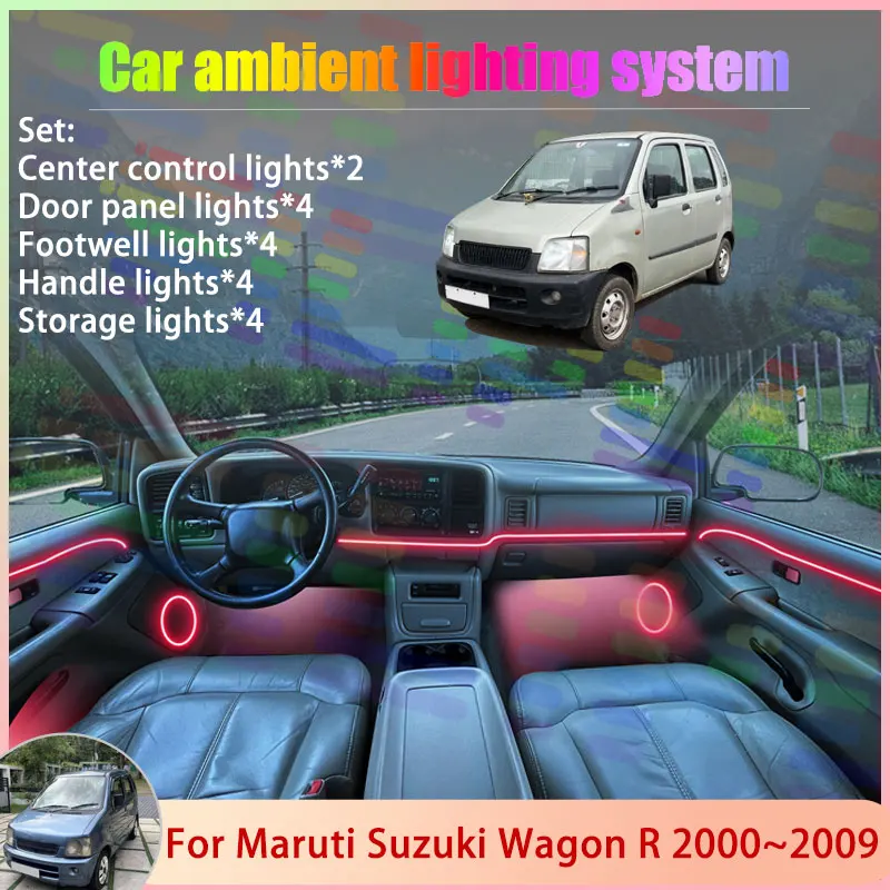 

Для Maruti Suzuki Wagon R 2000 ~ 2009 MK1 1th 1th 2/18 in 1 автомобильный атмосферный светильник RGB абажур ансамбль стример атмосферный набор