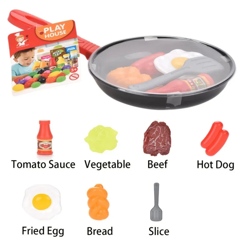 Finja fingir Playhouse Set para crianças, Baby Imitation, Stir-Fry Pan, DIY Kitchenware, Simulação Wok, Cozinha Food, Omelete Kids Toys, 8pcs