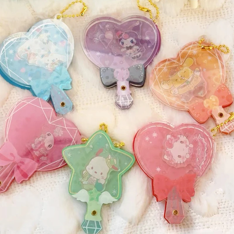 

Sanrio Hello Kitty Acrylic Magic Wand Keychain Kuromi My Melody Backpack Pendant Anime Sanrio Girl's Heart Cute Love Laser
