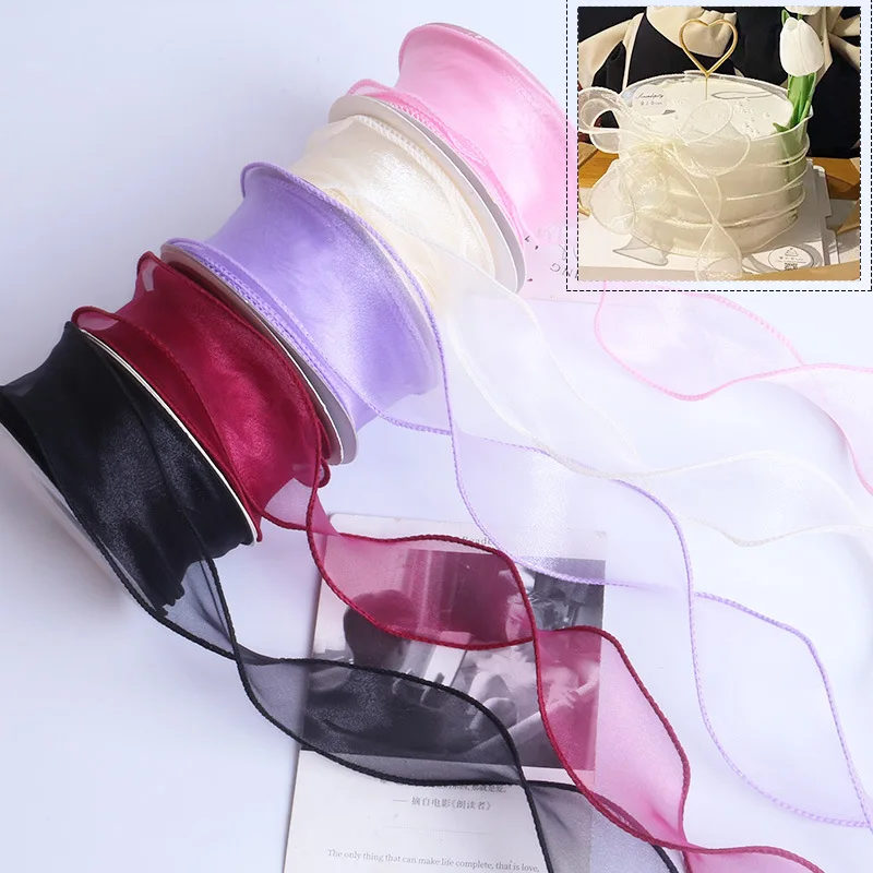 4 cmx9m nastro di filato a coda di pesce materiale fai da te nastro di filato un rotolo Bouquet nastro floreale decorazione bordo ondulato R1021