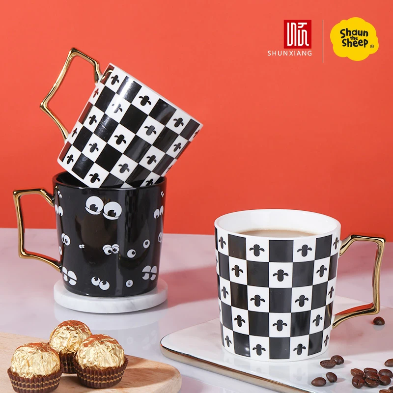 Taza de Cerámica con Licencia de Shaun the Sheep de SHUNXIANG, Taza de Café de 420 ml, Tazas para Leche y Té, Taza Linda para Desayuno, Leche y Avena, Taza para Beber Agua